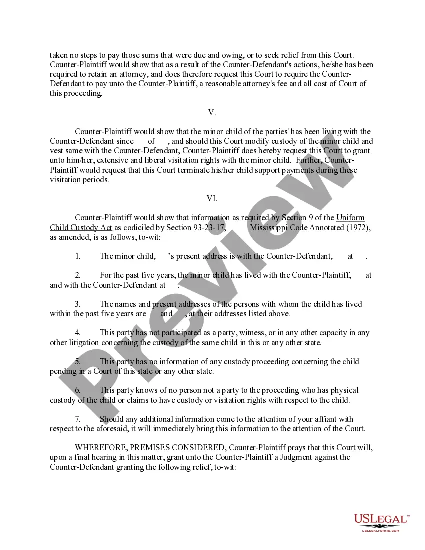 Preview Answer to the Complaint - Motion to Modify Child Custody, Child Support, Alimony and Related Relief