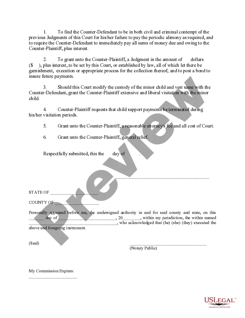 Preview Answer to the Complaint - Motion to Modify Child Custody, Child Support, Alimony and Related Relief