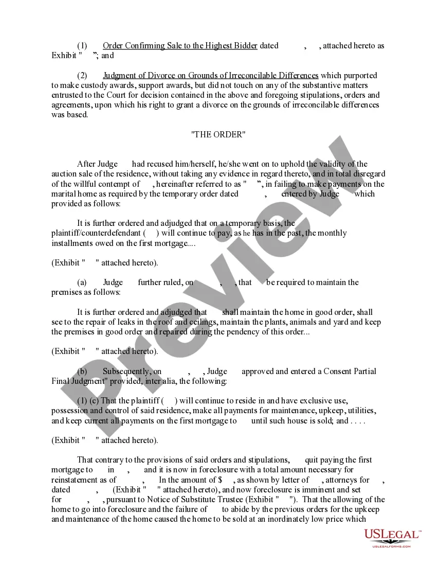 Preview Motion for New Trial to Set Aside Order