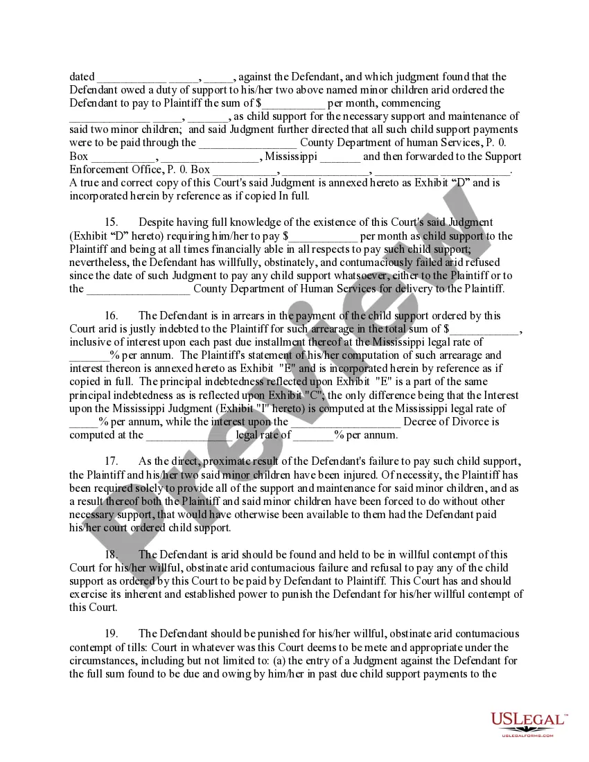 Preview Complaint for Citation of Contempt