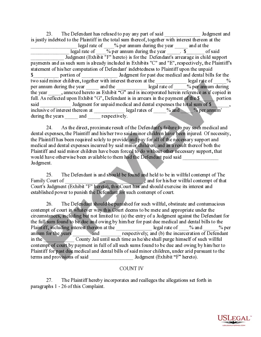 Preview Complaint for Citation of Contempt