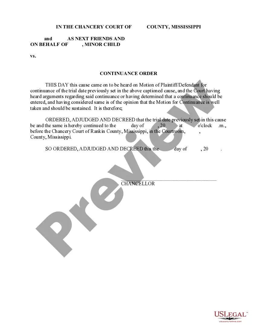 Preview Continuance Order