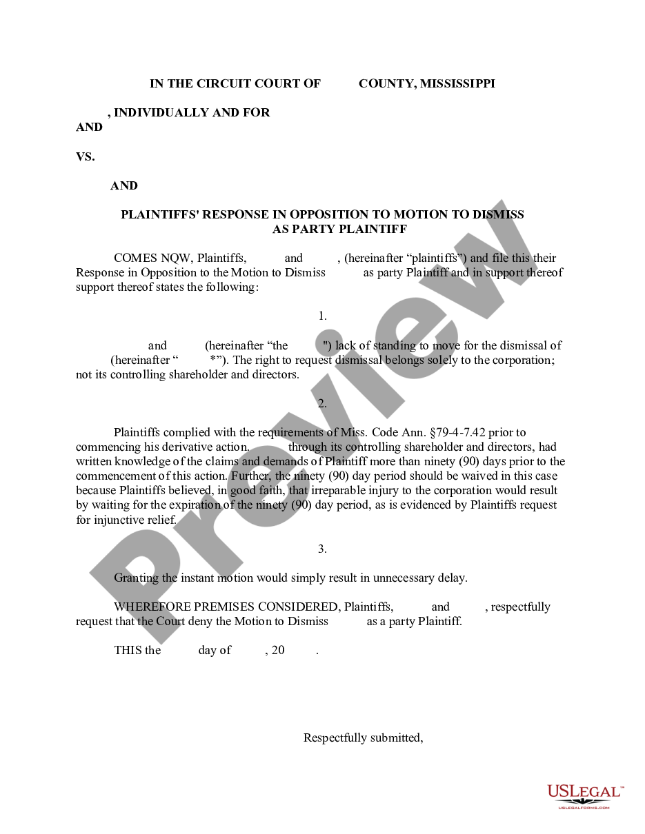 page 0 Plaintiff's Response in Opposition to Motion to Dismiss preview