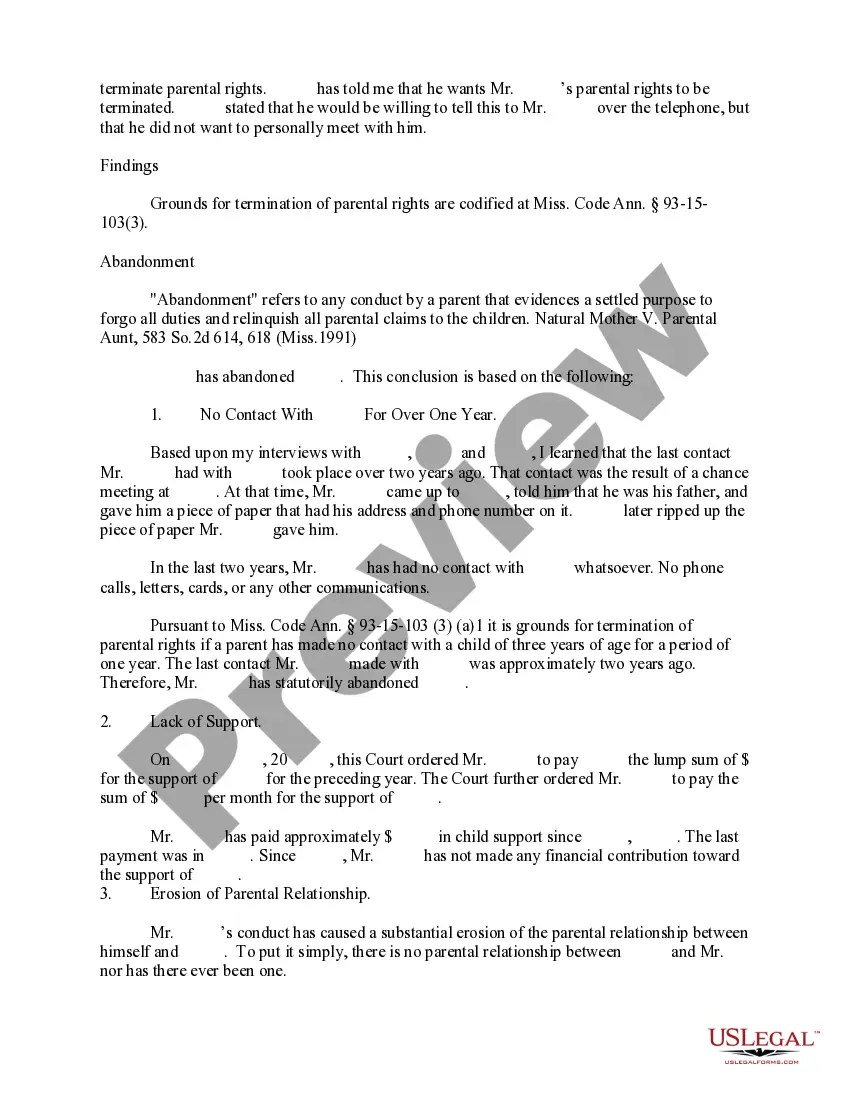 Preview Report of Guardian Ad Litem