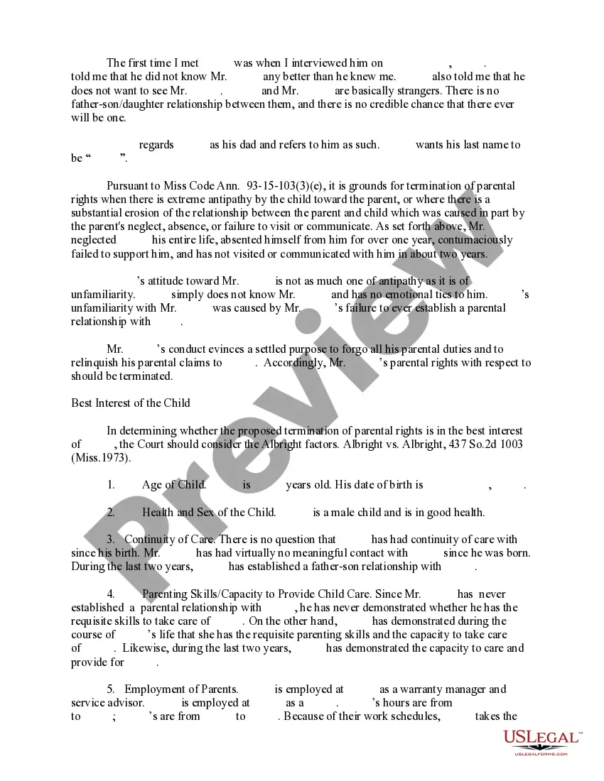 Preview Report of Guardian Ad Litem