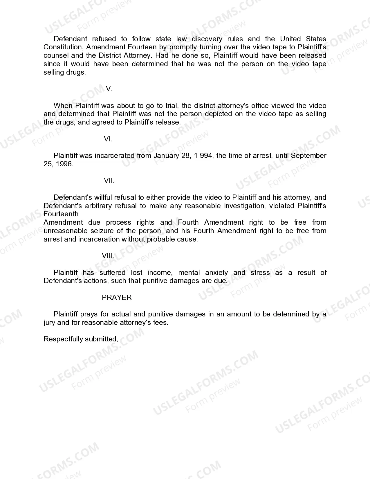 Preview Complaint - Jury Trial Demanded