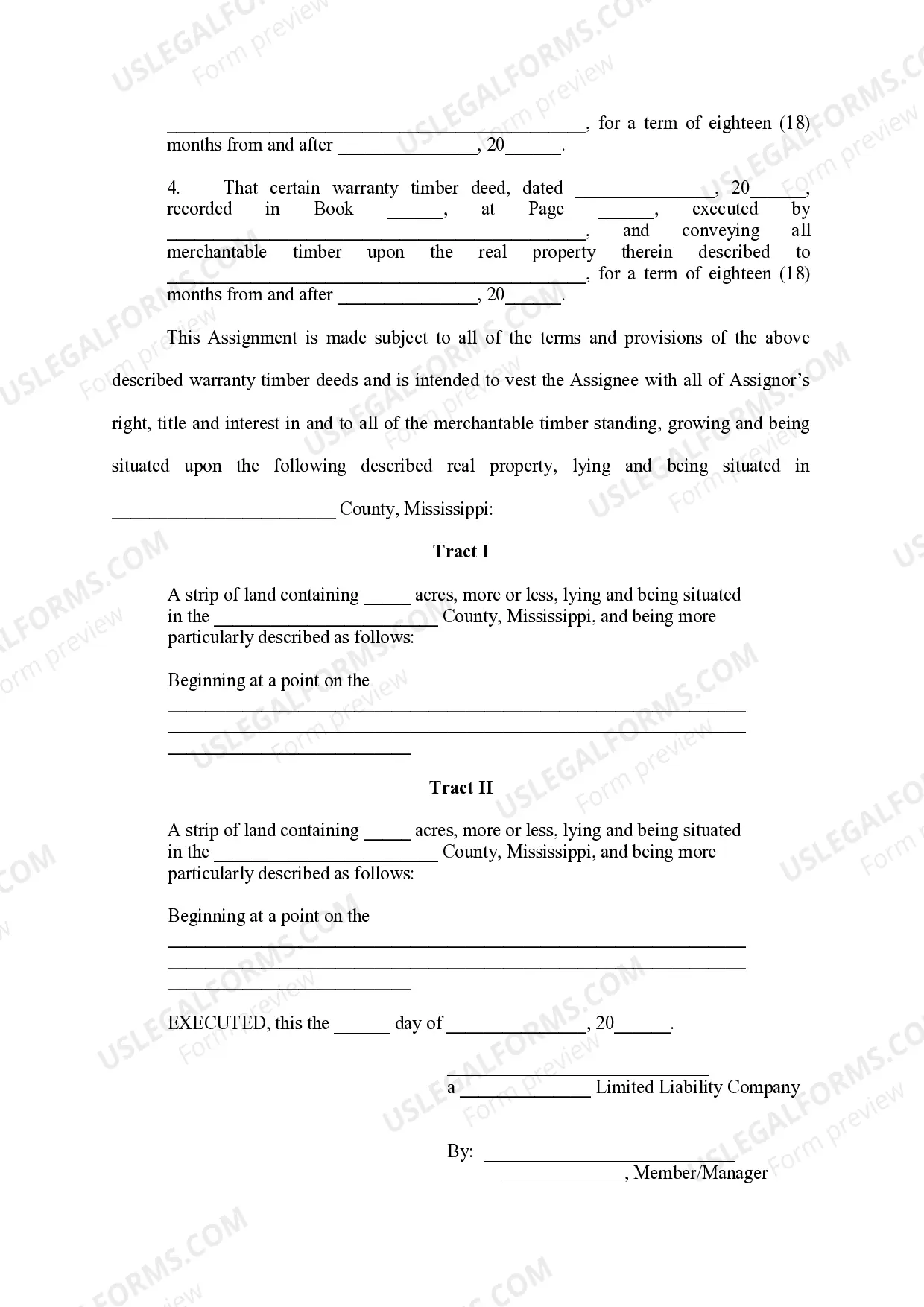 Preview Assignment of Timber Deed