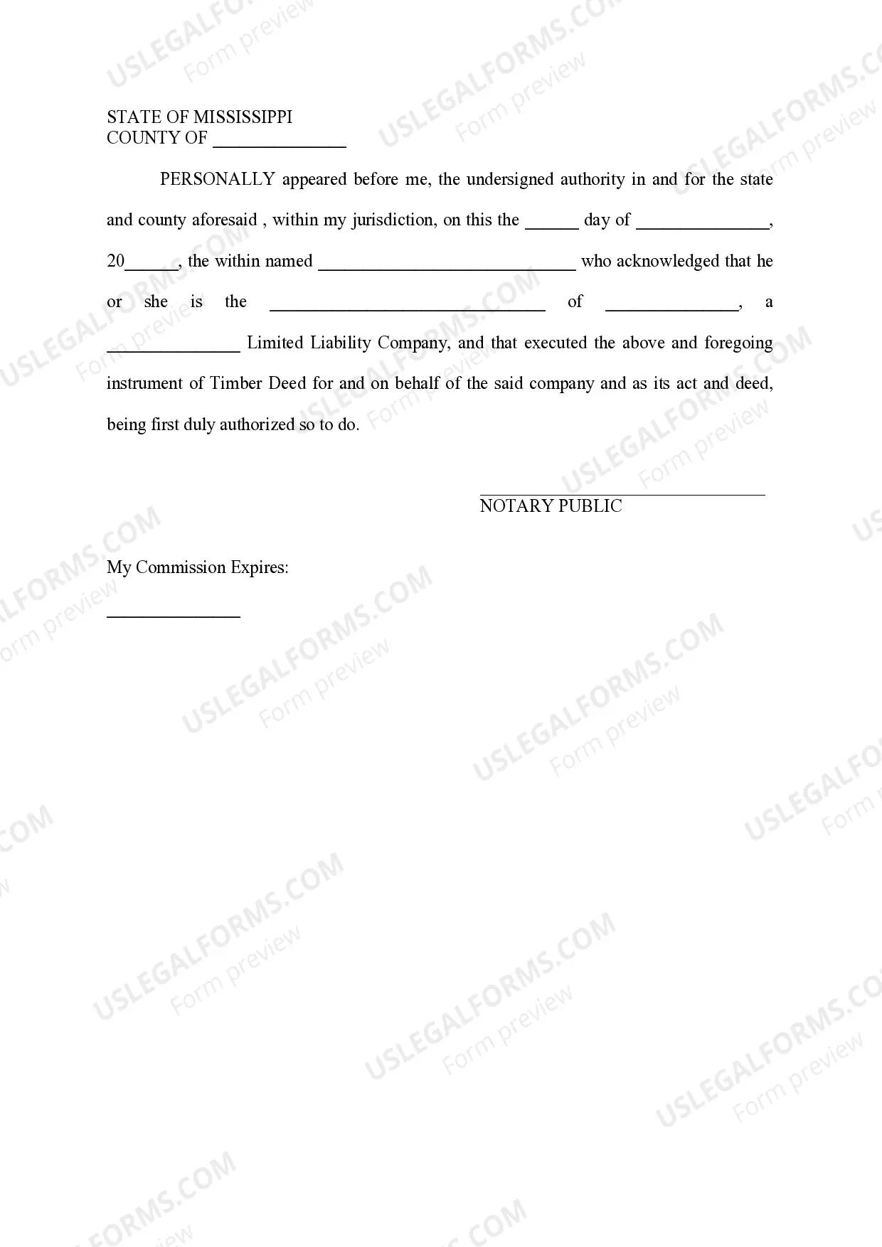 Preview Assignment of Timber Deed