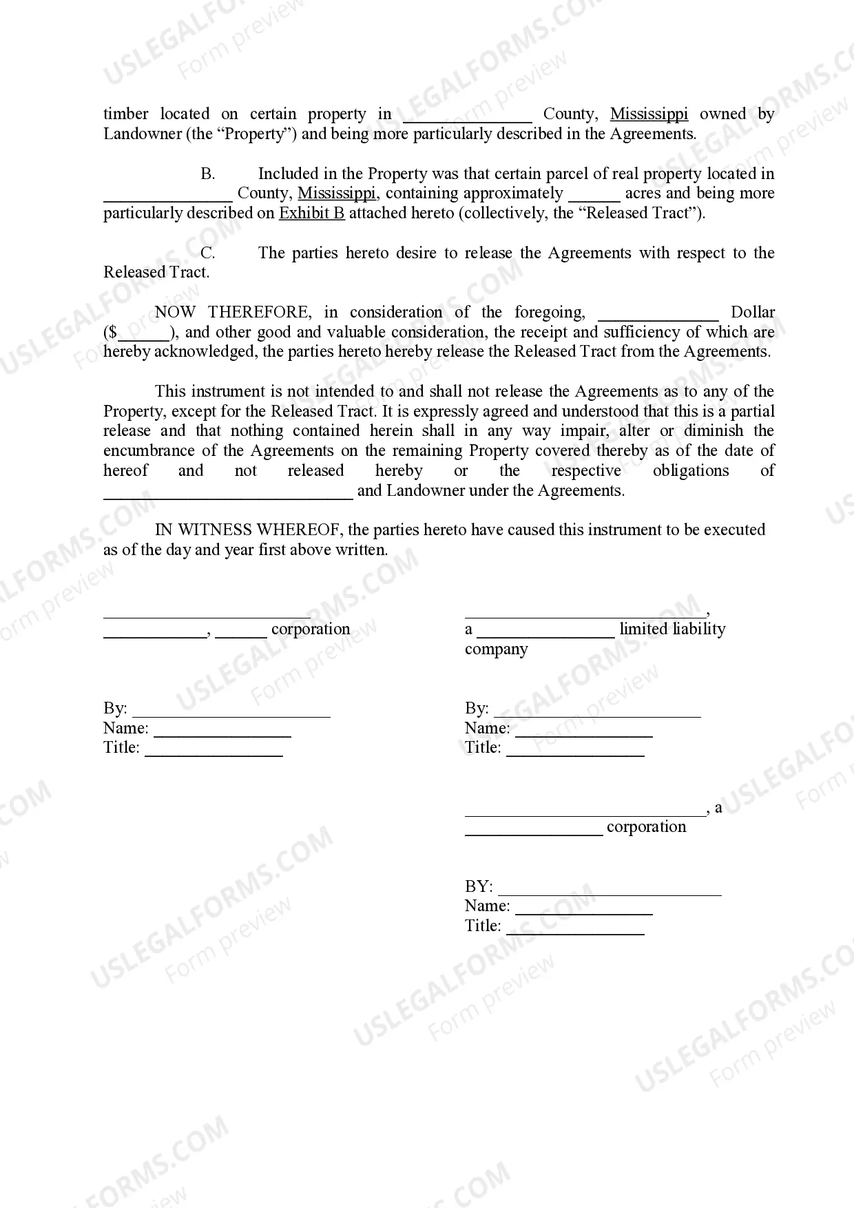 Preview Partial Release of Timber Agreements