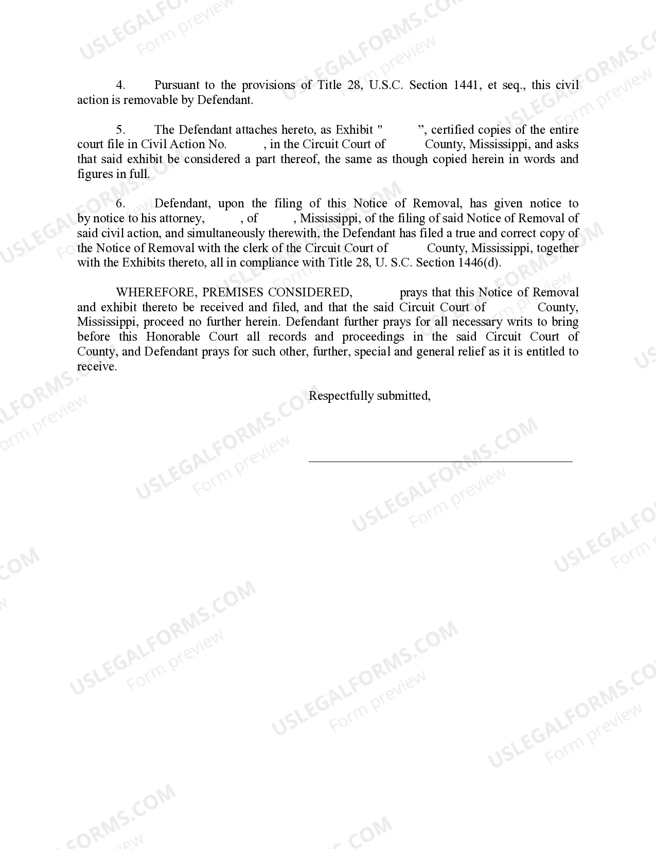 Preview Notice of Removal