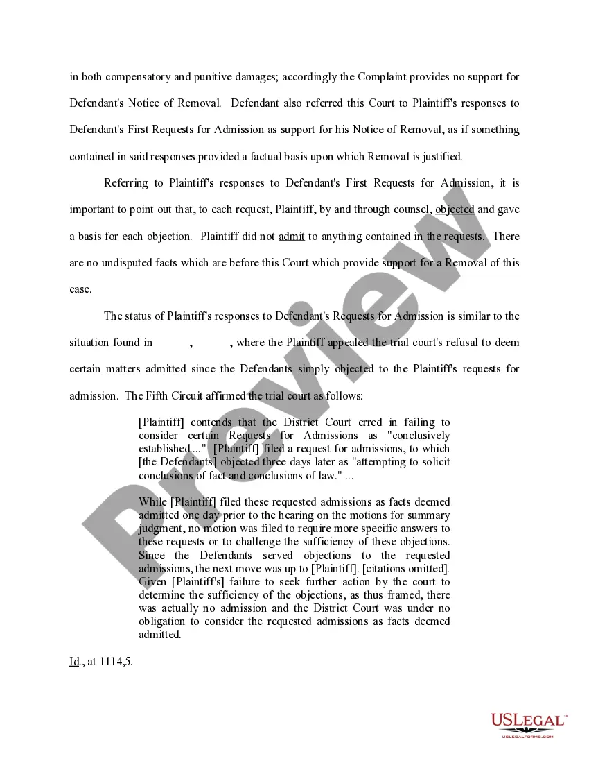 Get Brief in Support of Motion to Remand Preview Brief in Support of Motion to Remand