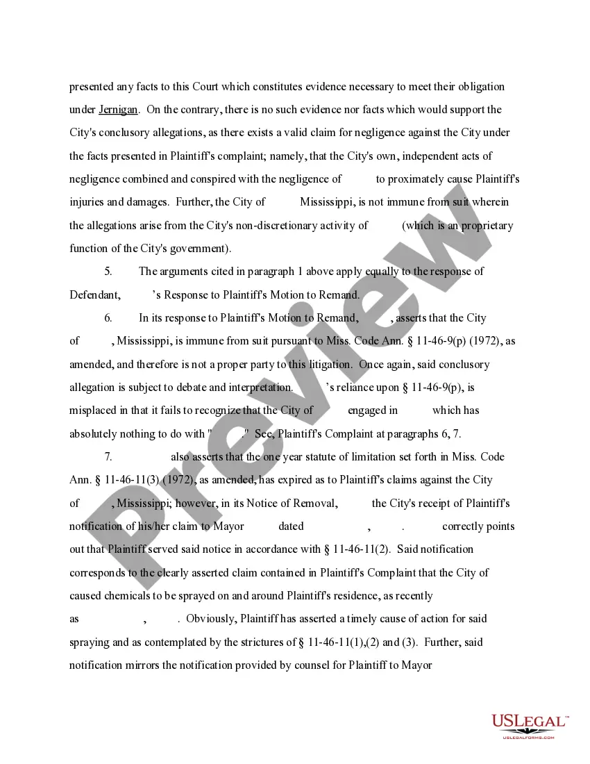 Preview Rebuttal to Defendants' Responses to Plaintiff's Motion to Remand