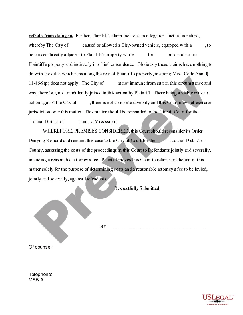 Get Motion to Reconsider Order Denying Remand Preview Motion to Reconsider Order Denying Remand