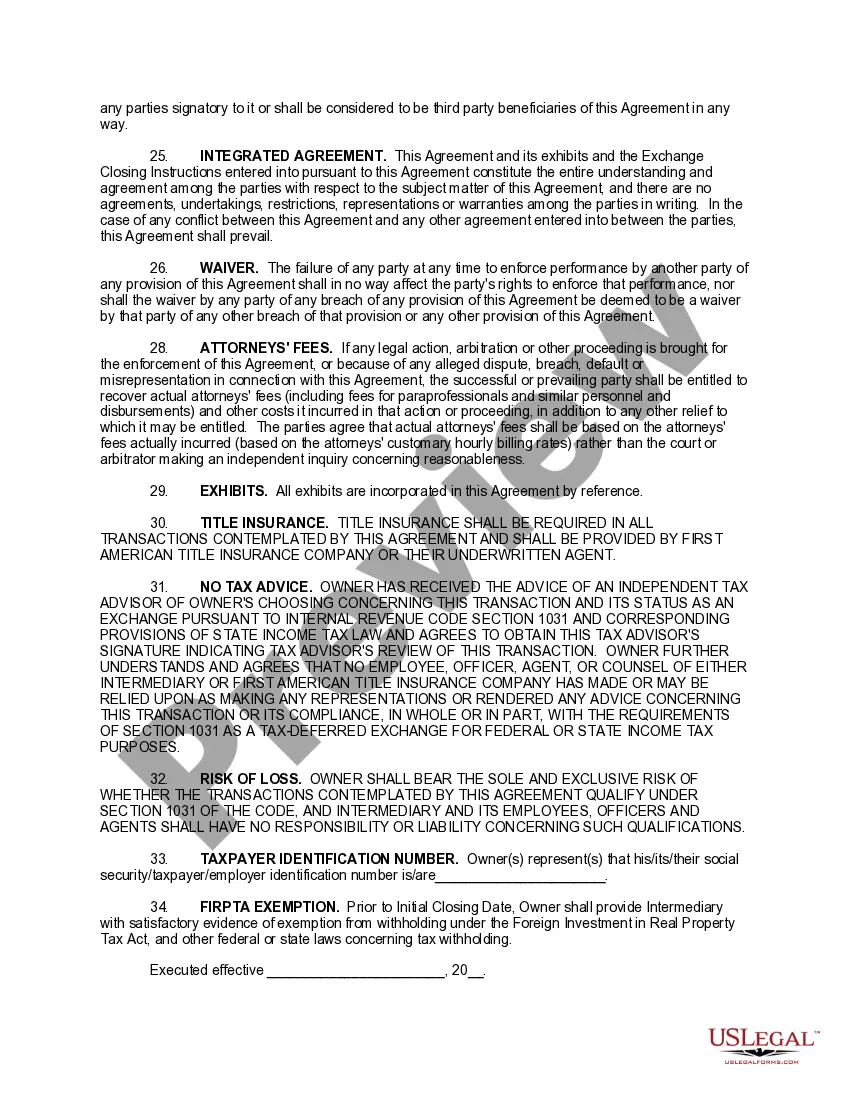 Preview Sample Real Property Exchange Agreement