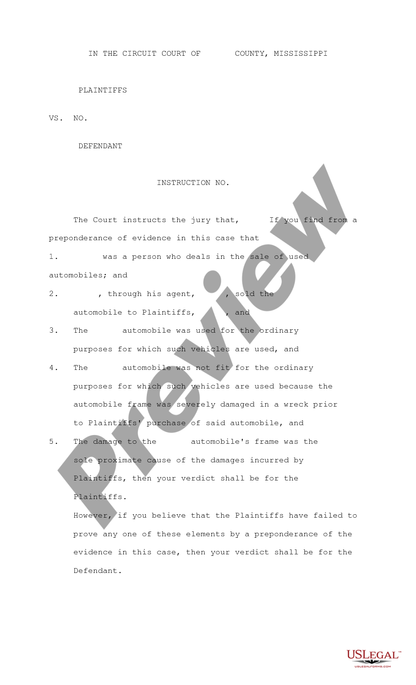 form Jury Instruction - Warranty of Fitness for Particular Purpose preview