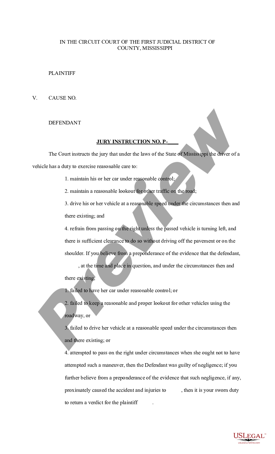 page 9 Jury Instruction - Plaintiff's Instructions - Personal Injury Auto Accident preview