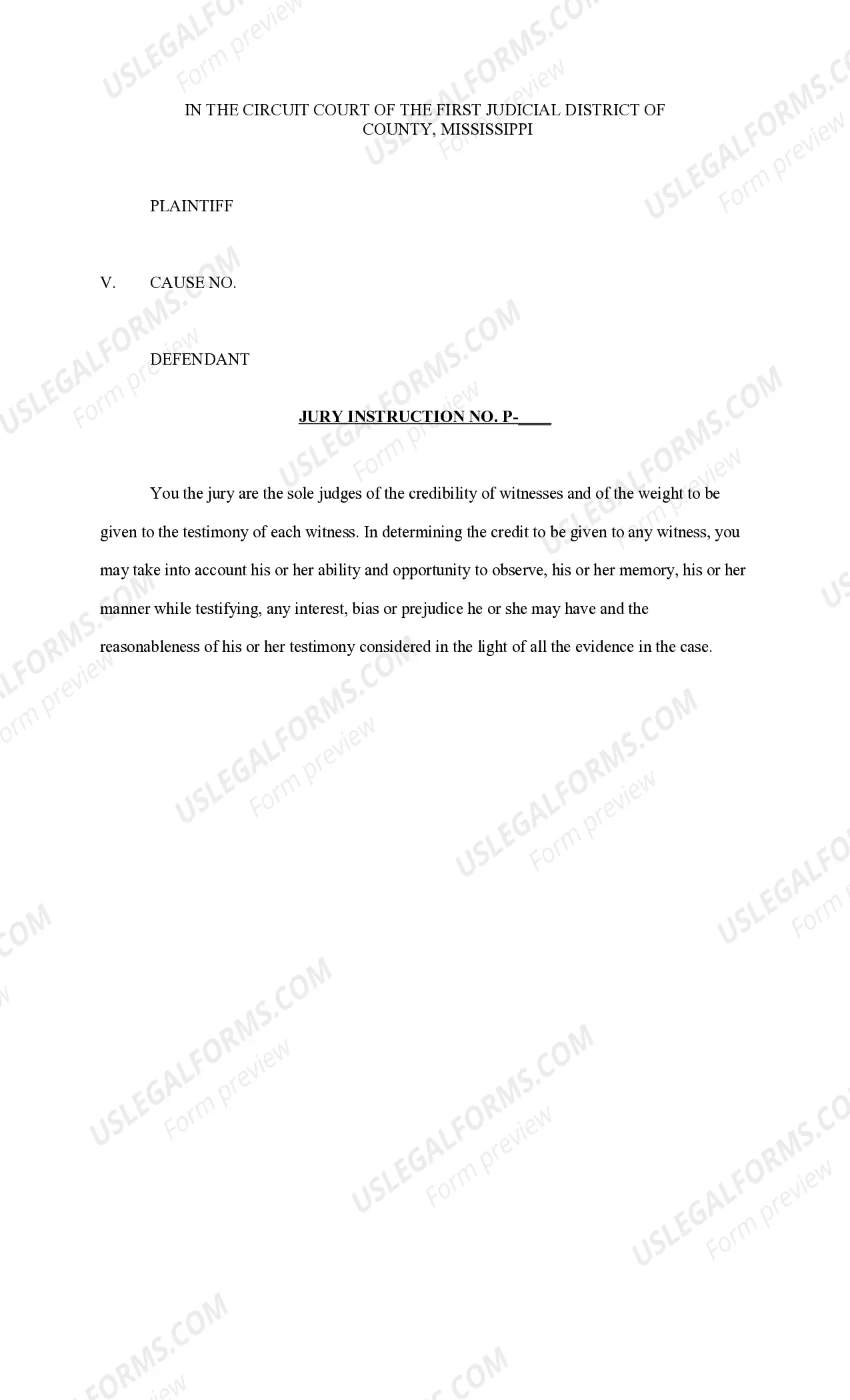 Preview Jury Instruction - Plaintiff's Instructions - Personal Injury Auto Accident