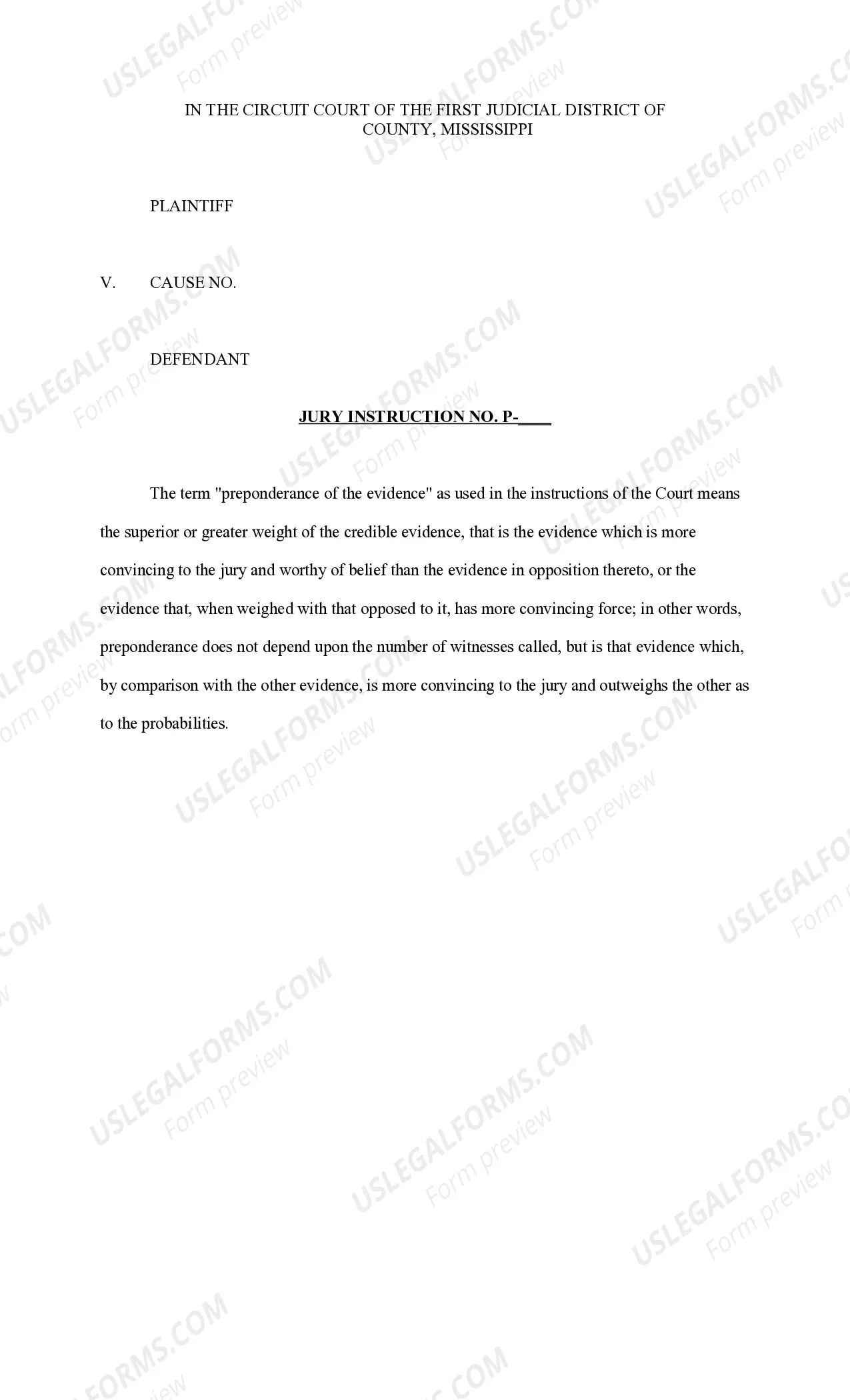 Preview Jury Instruction - Plaintiff's Instructions - Personal Injury Auto Accident