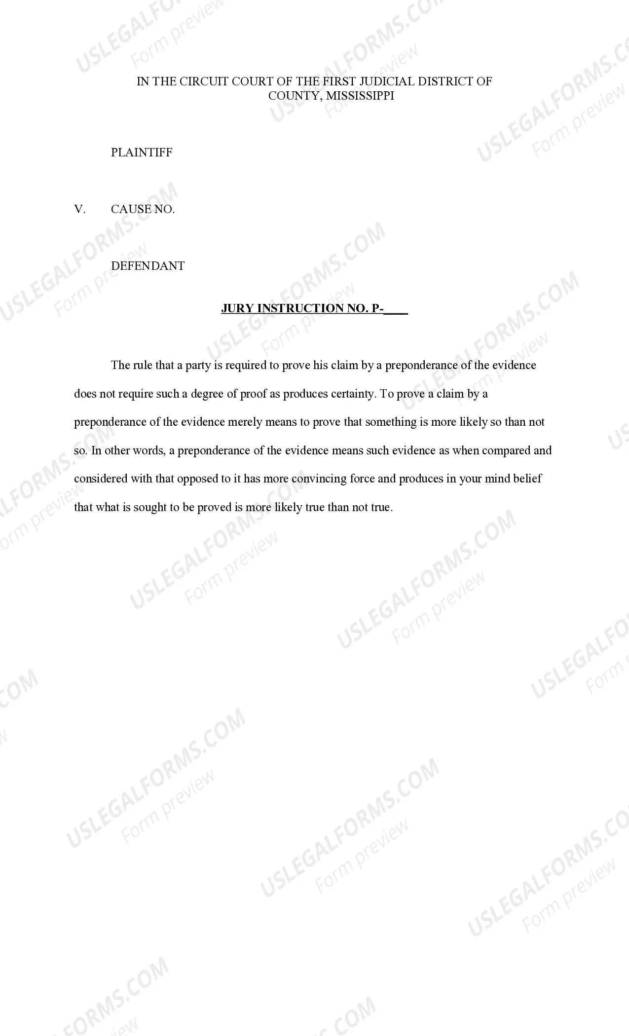 Preview Jury Instruction - Plaintiff's Instructions - Personal Injury Auto Accident