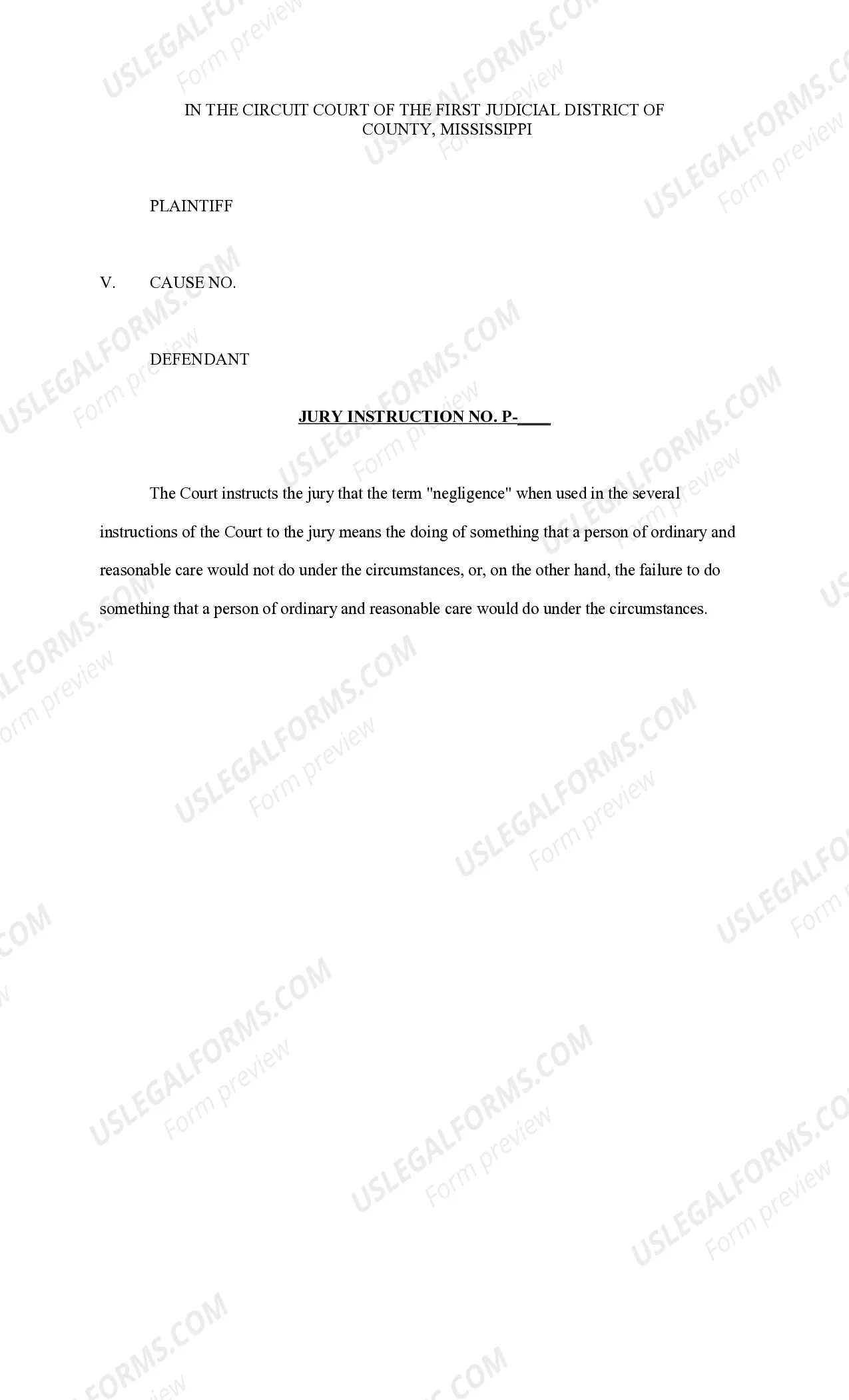 Preview Jury Instruction - Plaintiff's Instructions - Personal Injury Auto Accident