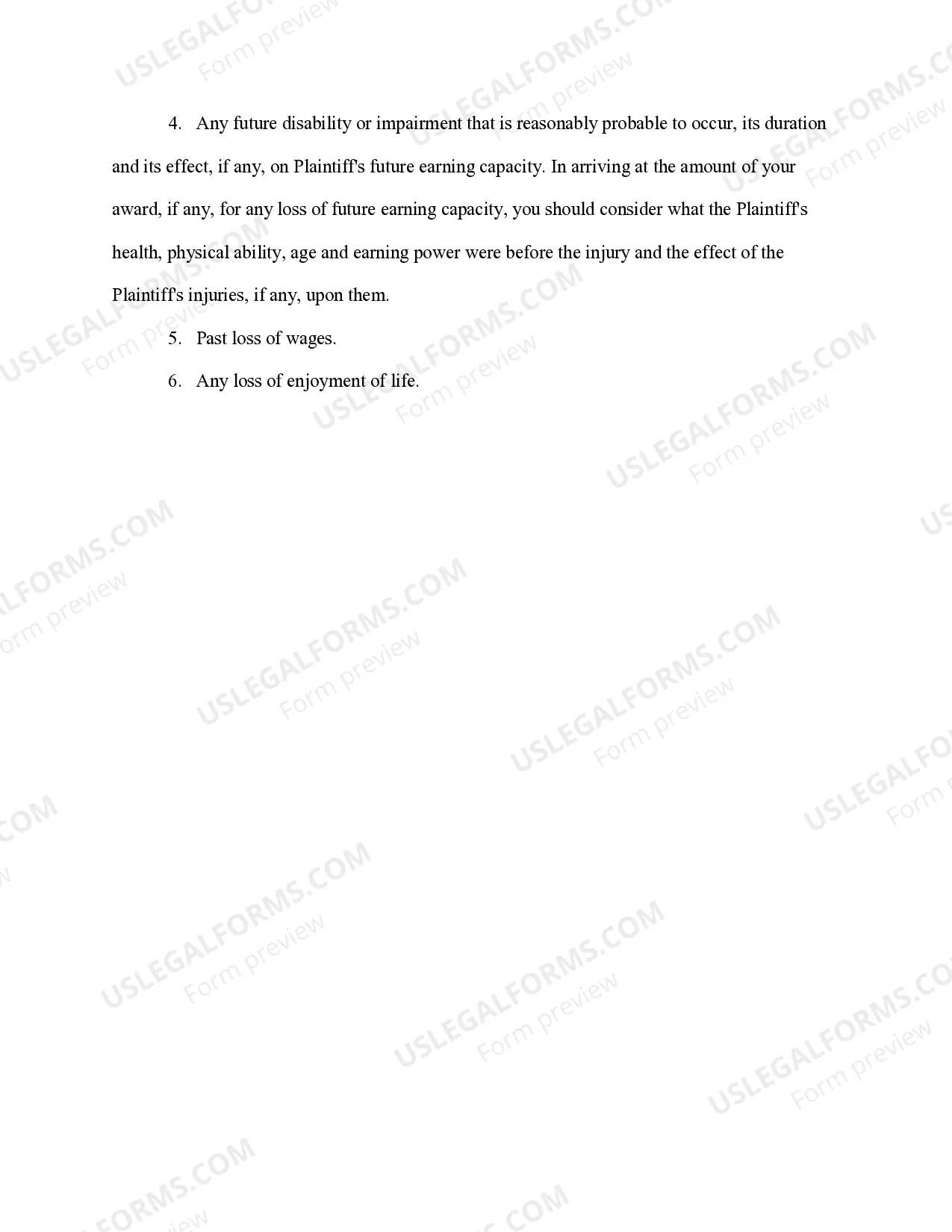 Preview Jury Instruction - Damage Instruction Elements