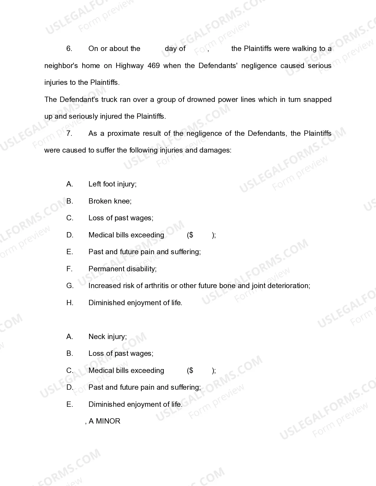 Preview Jury Instruction - Complaint - Injury by Power Lines