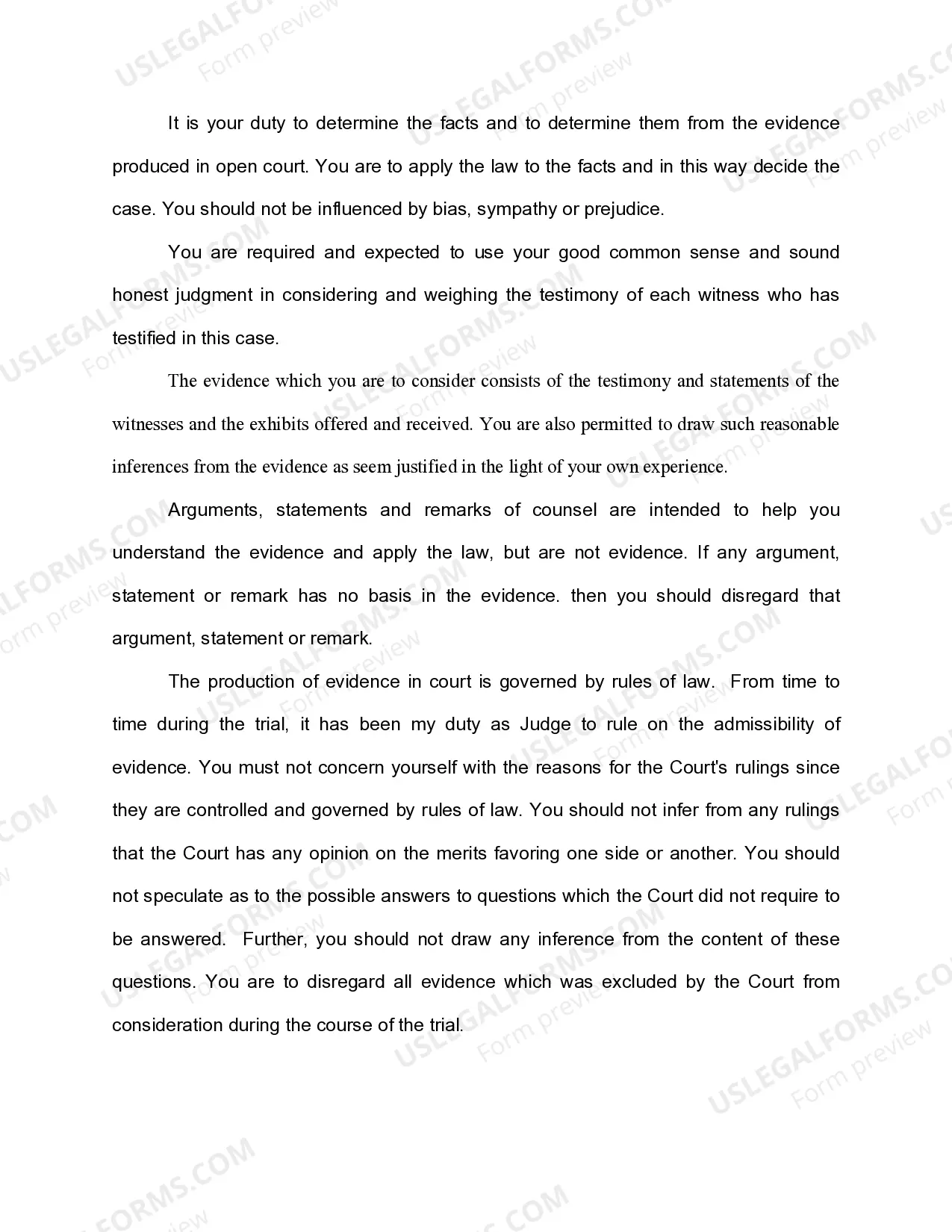 Preview Jury Instruction - Rules of Law