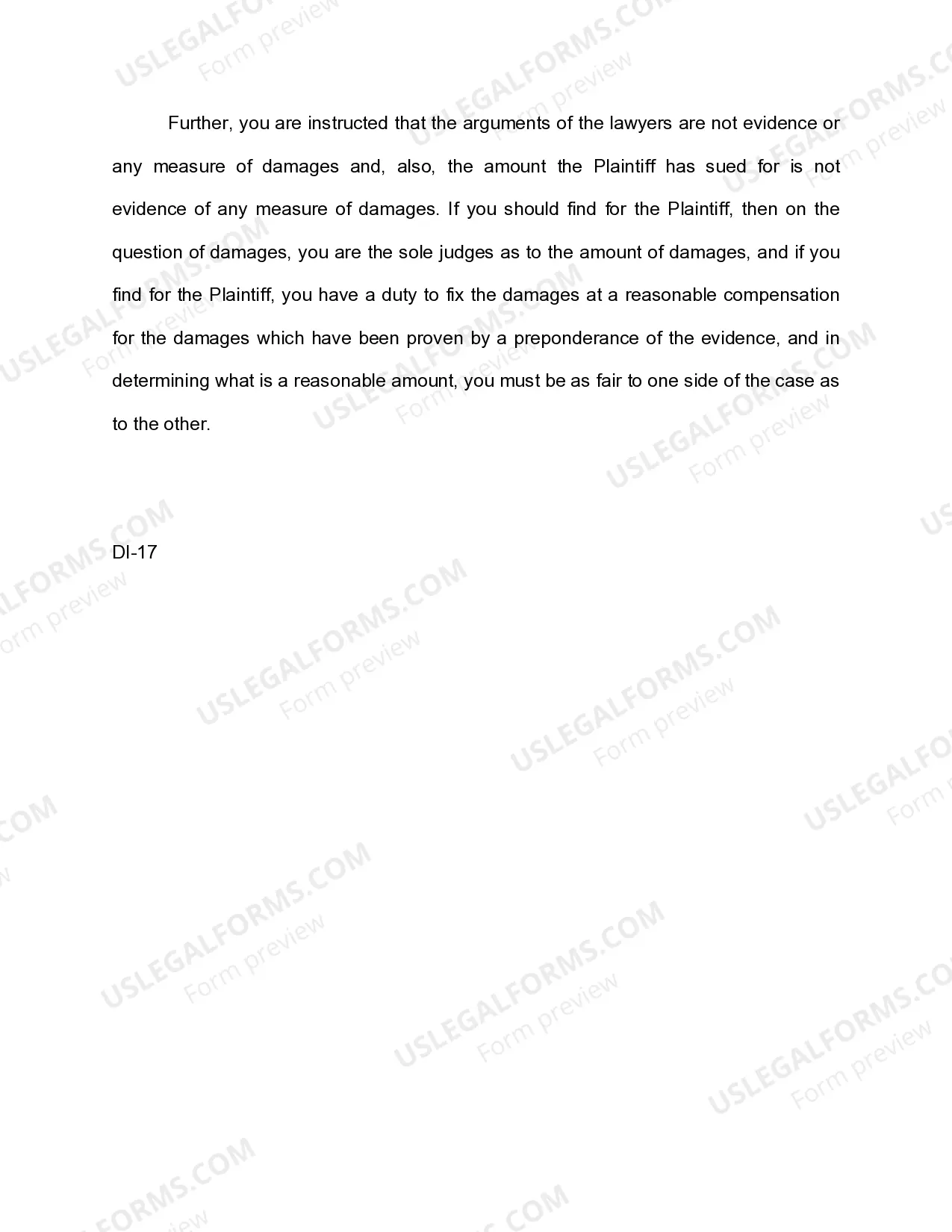 Preview Jury Instruction - Preponderance of Evidence - Damages