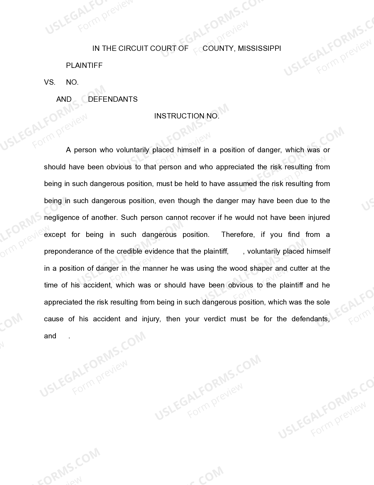 Mississippi Jury Instruction Preponderance of Evidence Dangerous