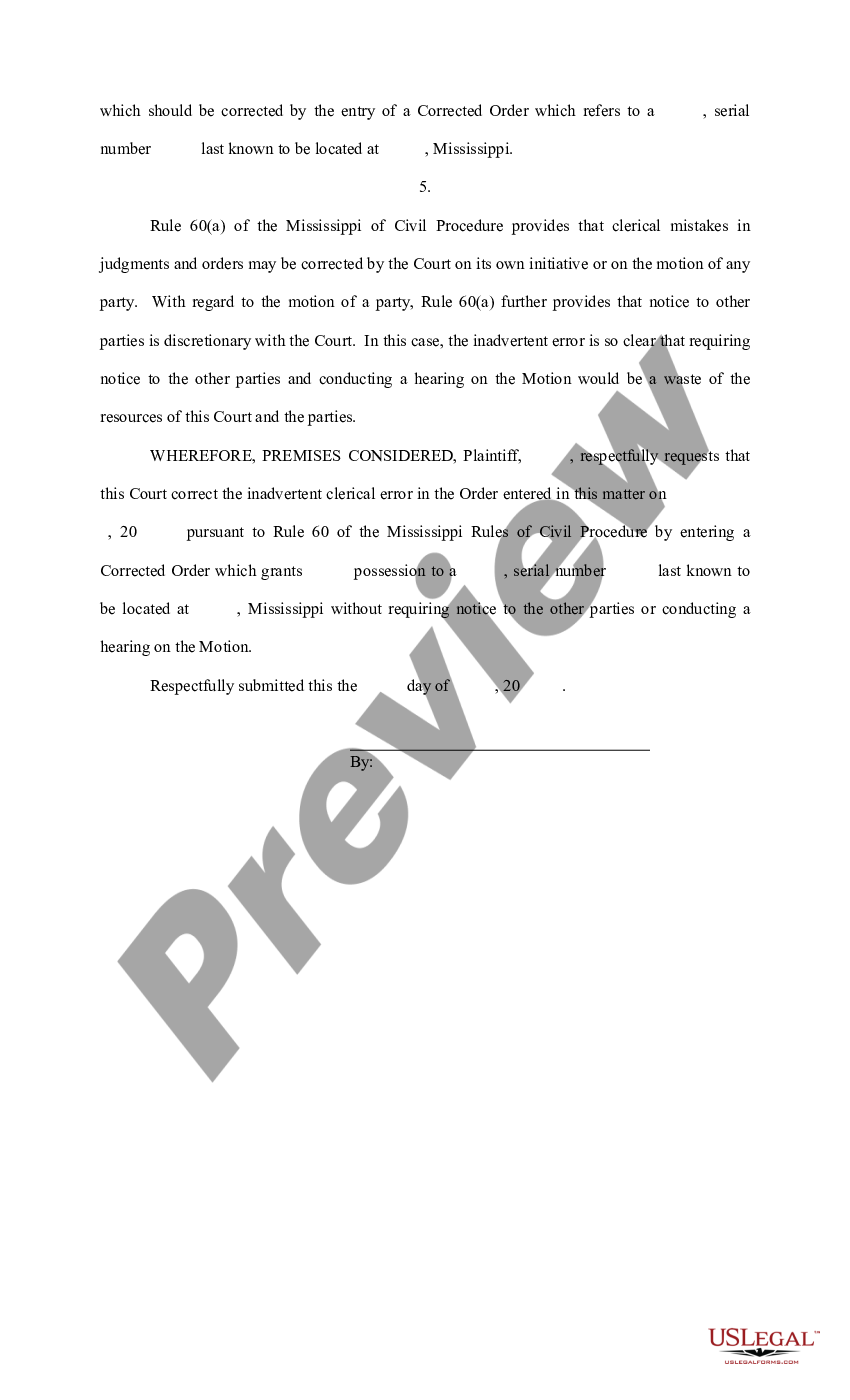 Motion To Correct Clerical Error Sample Form US Legal Forms