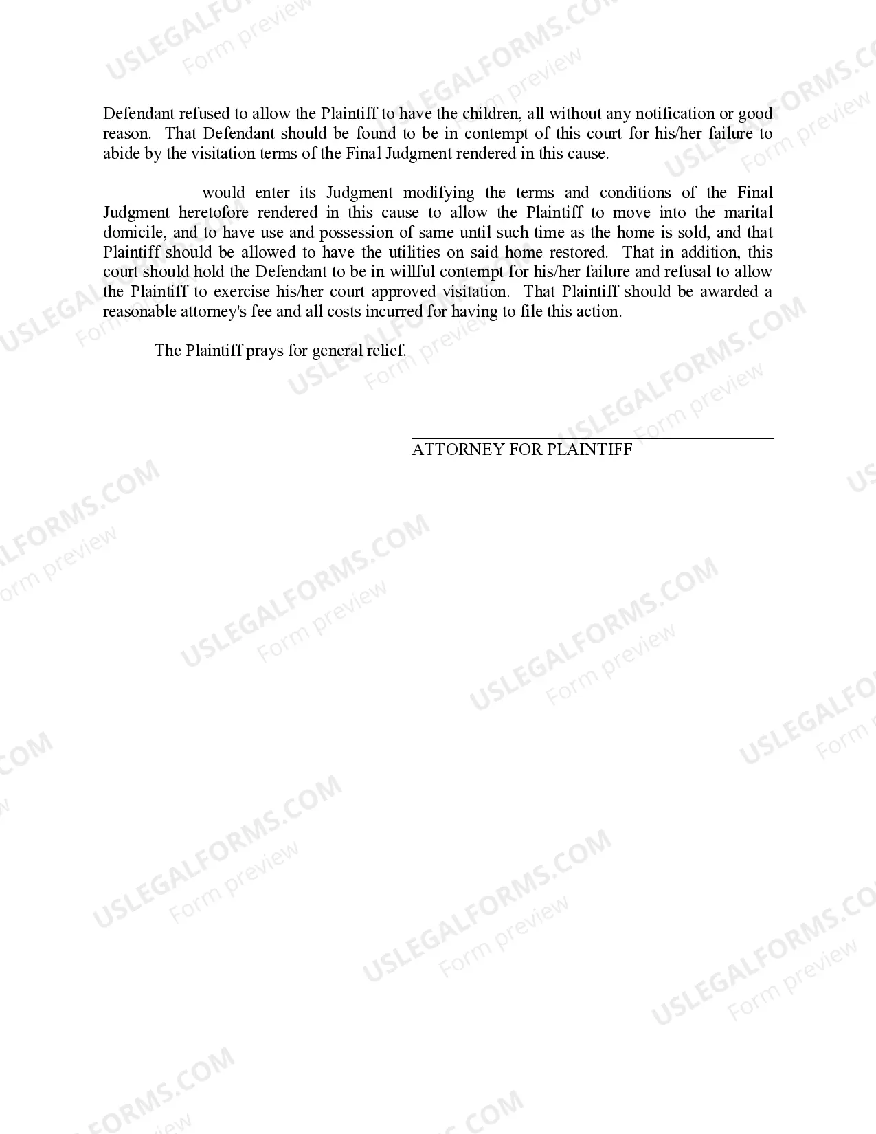 Preview Motion for Modification and Motion to Cite Defendant in Contempt