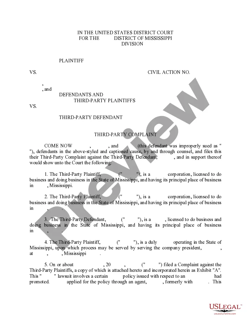 Preview Motion for Leave to File Third Party Complaint