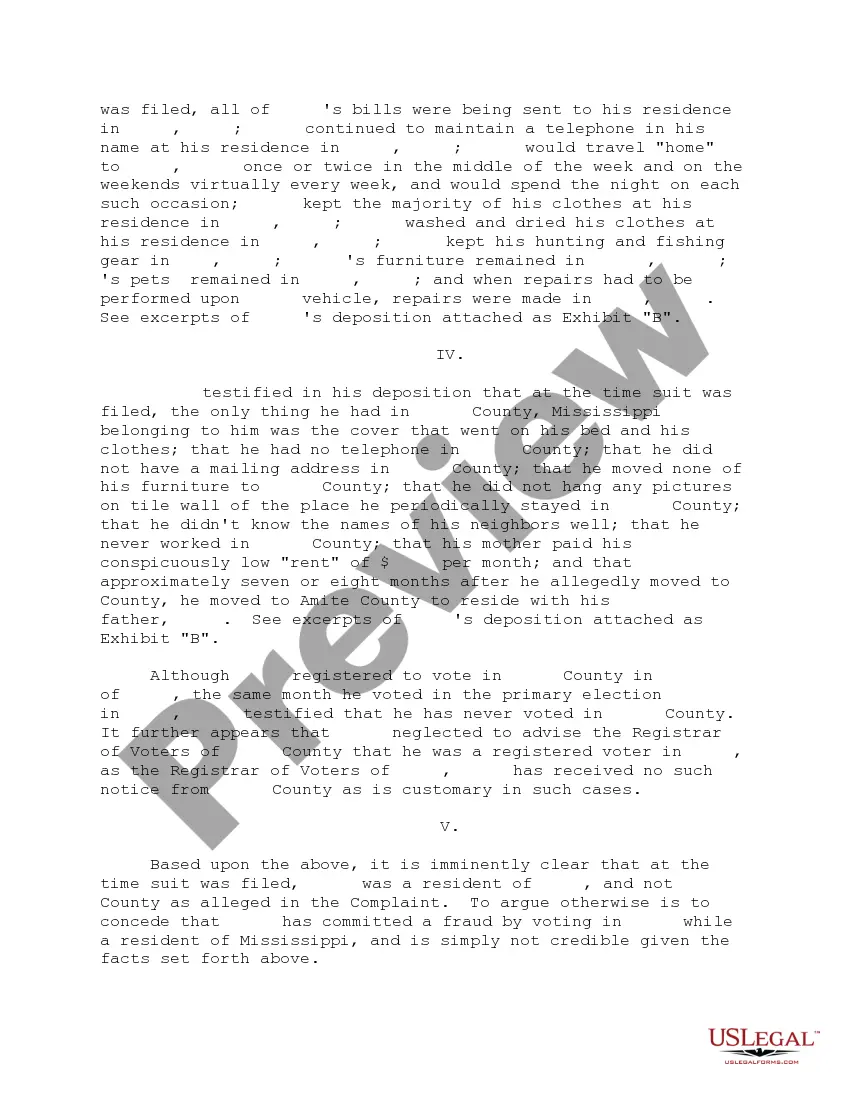 Get Motion for Change of Venue - Question of Residence Preview Motion for Change of Venue - Question of Residence
