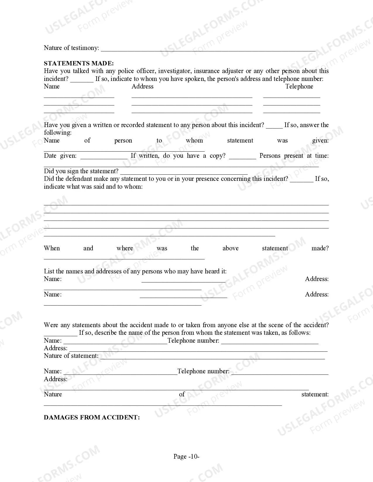 Preview Personal Injury Client Intake Sheet