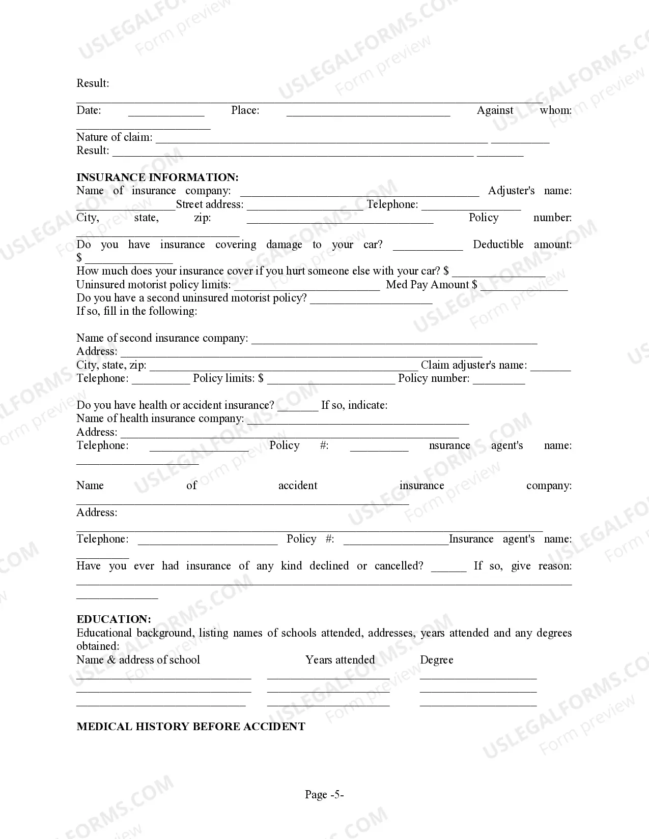 Preview Personal Injury Client Intake Sheet