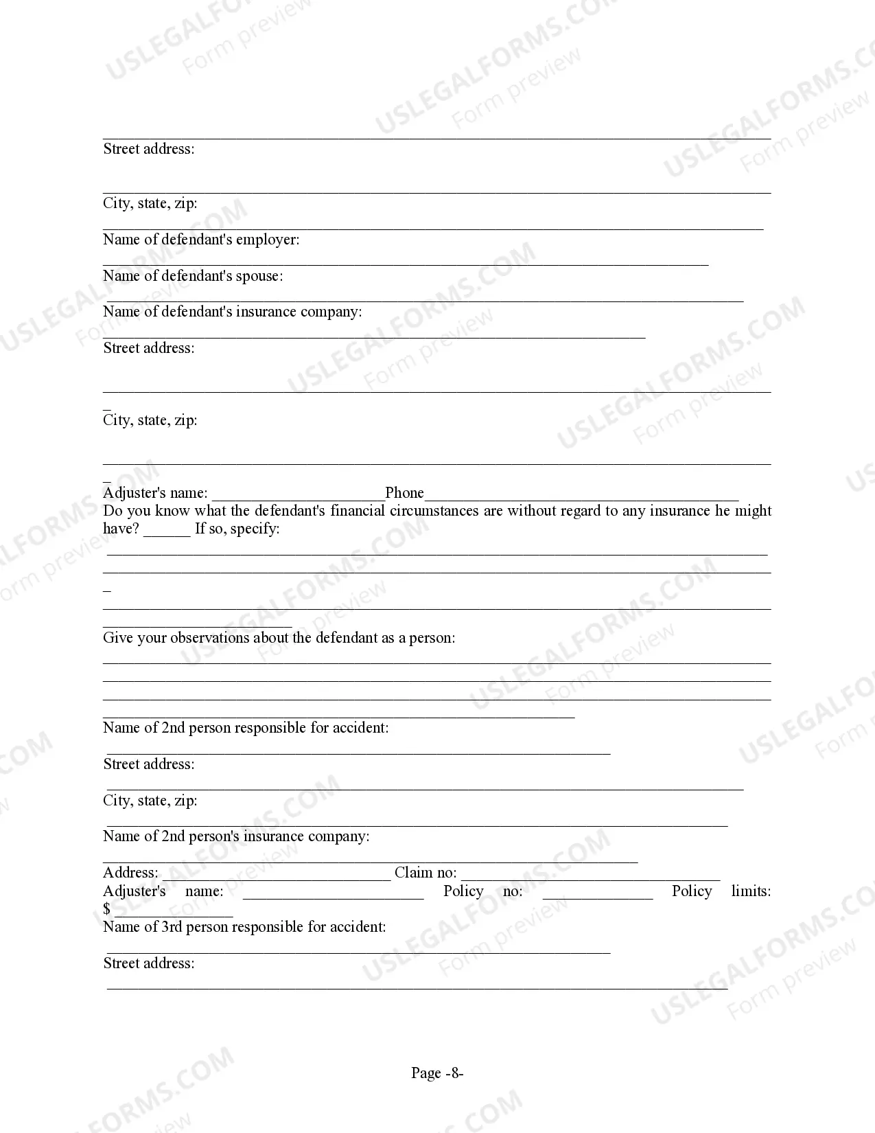 Preview Personal Injury Client Intake Sheet
