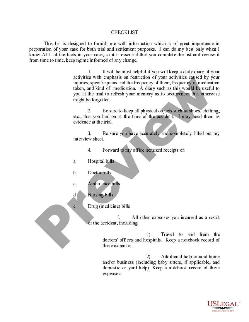 Preview Instructions to Clients with Checklist - Long