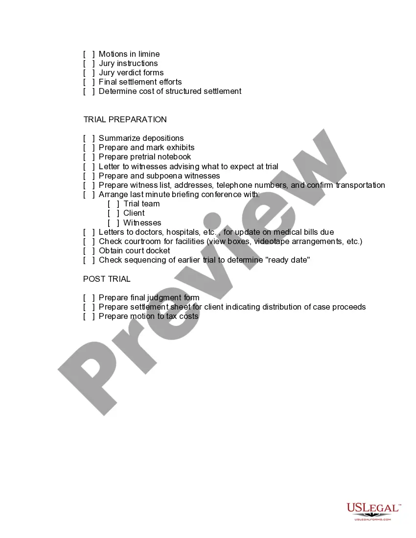 Preview Checklist for Sequential Activities to Organize Automobile Action