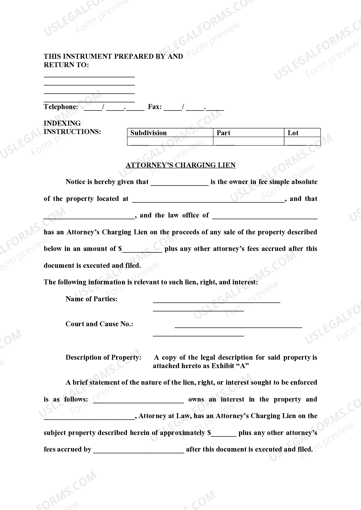 Mississippi Attorney's Charging Lien US Legal Forms