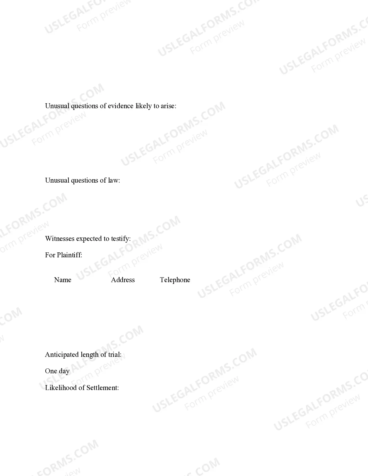 Preview Pretrial Conference Notes