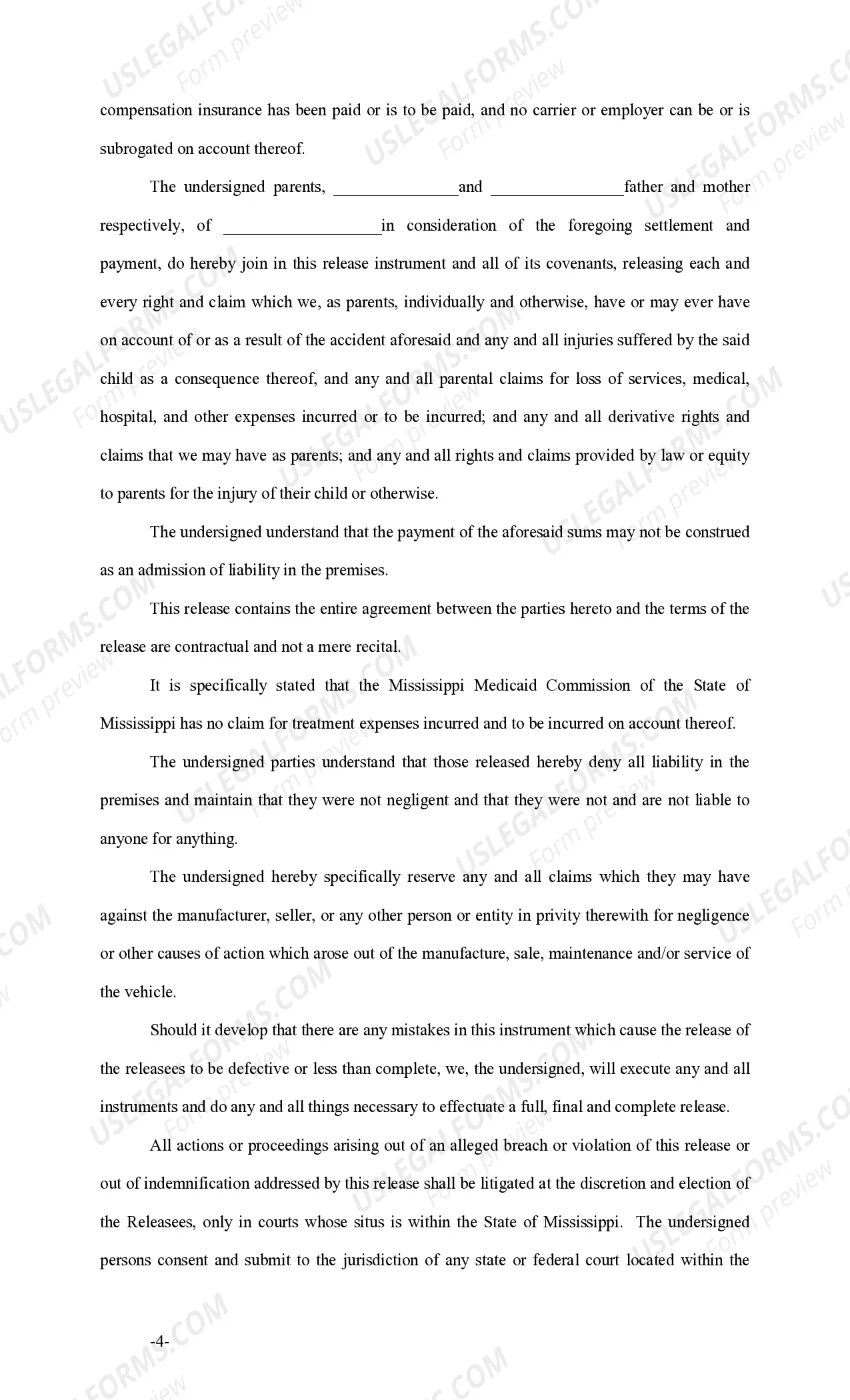 Preview Absolute Release With Covenants