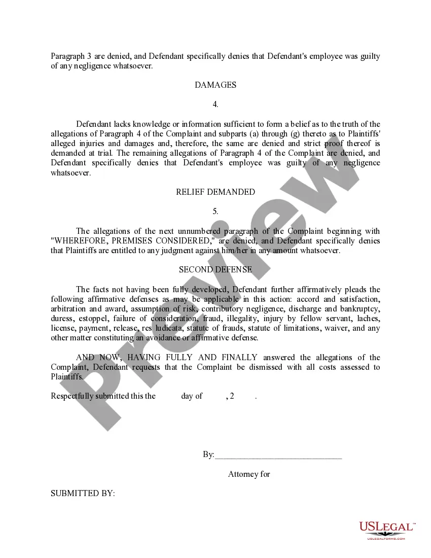 Preview Answer and Defenses