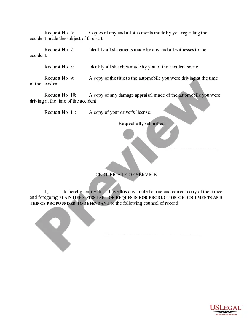 Preview Plaintiff's First Set Of Requests For Production of Documents and Things Propounded To Defendant