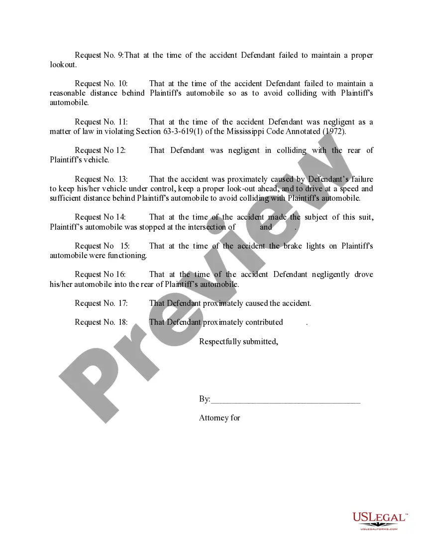 Preview First Set Of Requests For Admissions Propounded By Plaintiff to Defendant
