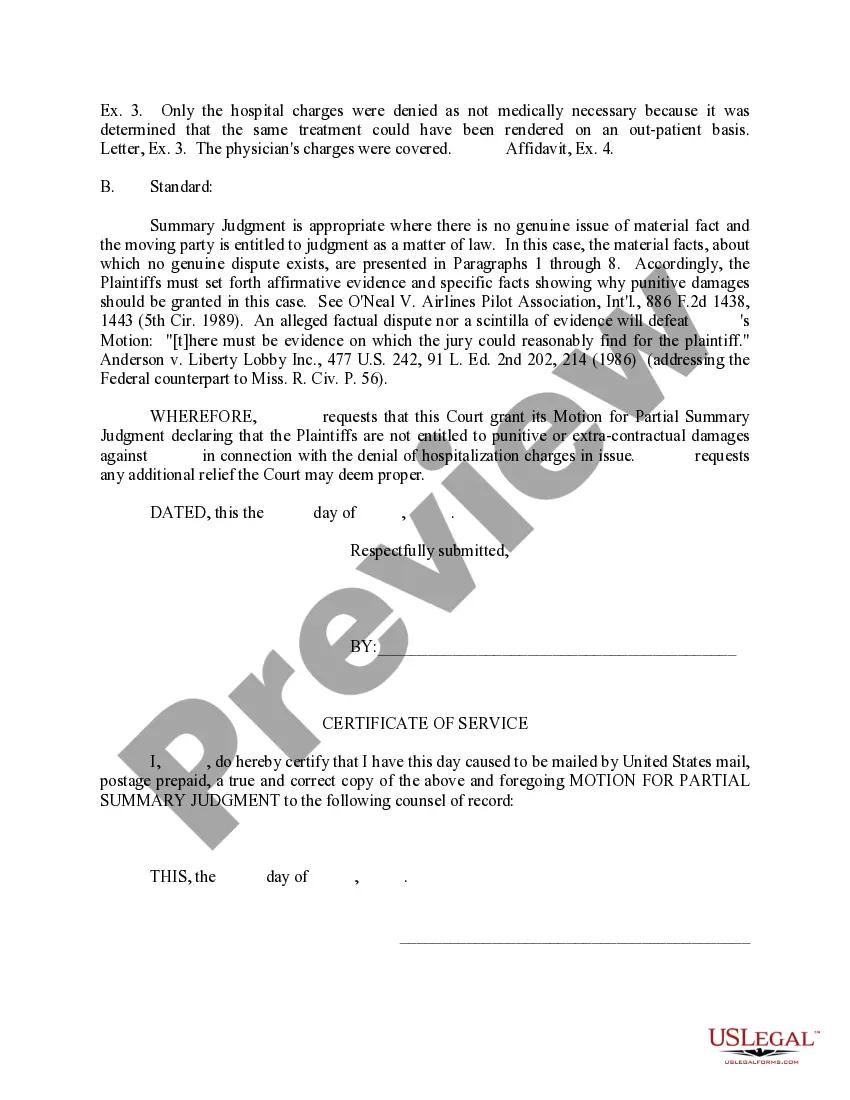 Preview Motion for Partial Summary Judgment