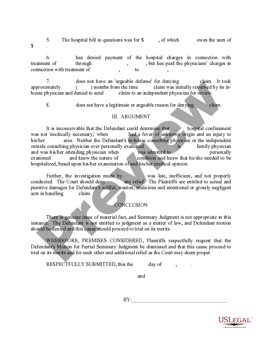 Preview Response to Motion for Summary Judgment