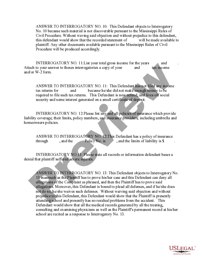 Get Response to Interrogatories by Defendant Preview Response to Interrogatories by Defendant