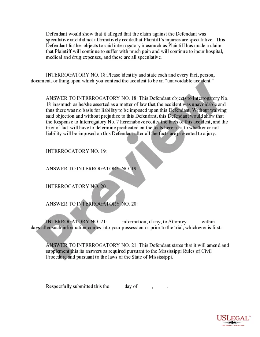 Get Response to Interrogatories by Defendant Preview Response to Interrogatories by Defendant