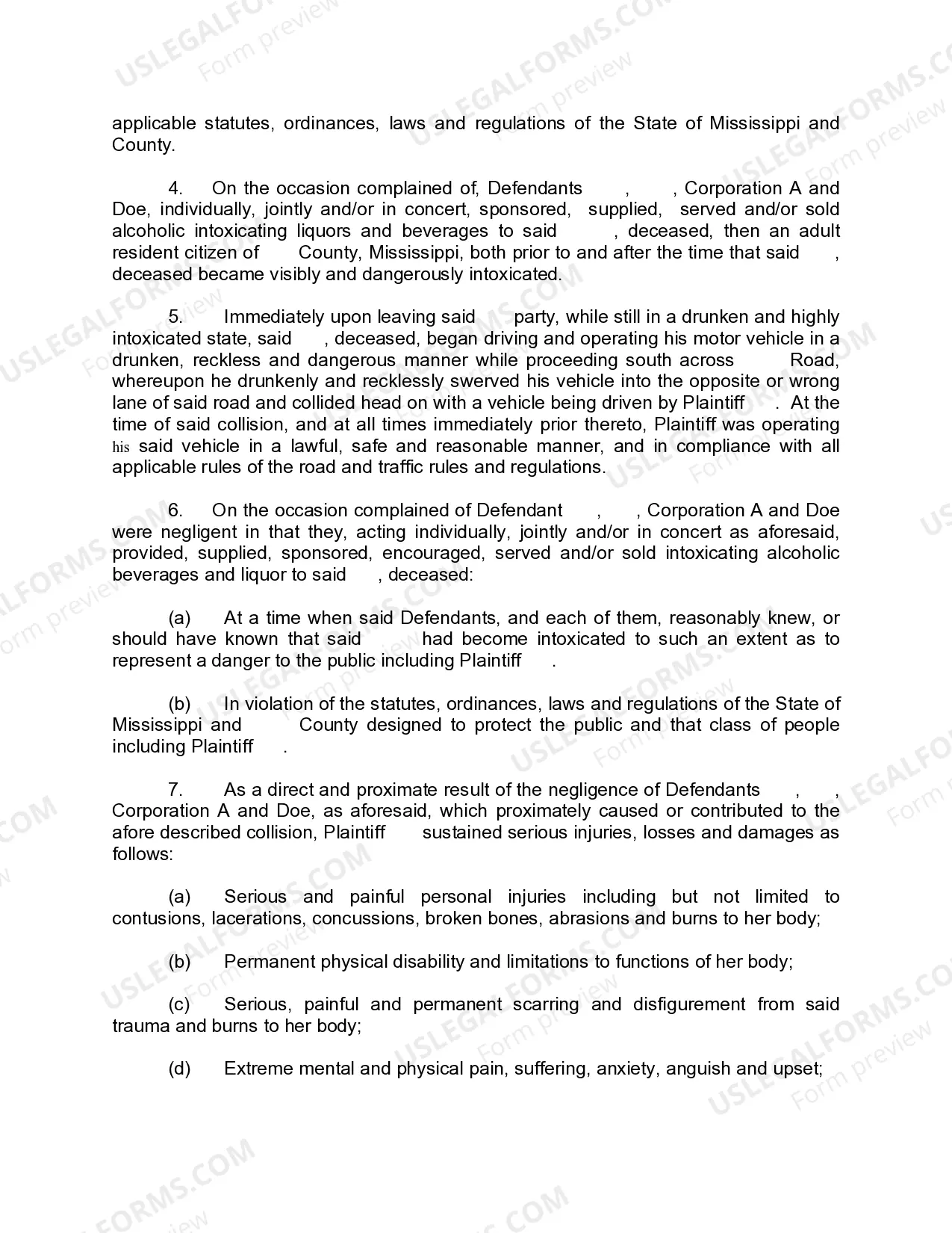 Preview Complaint vs Defendant Corporation - Motor Vehicle Accident