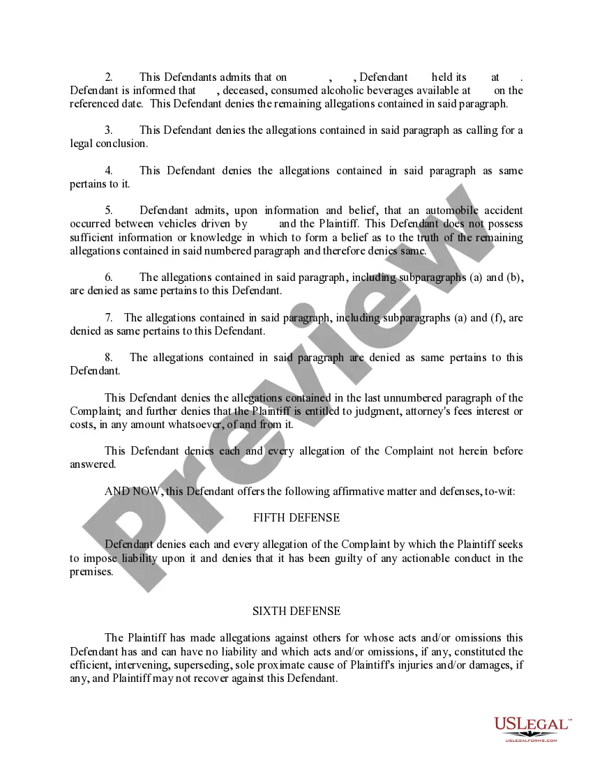 Preview Answer and Affirmative Defenses